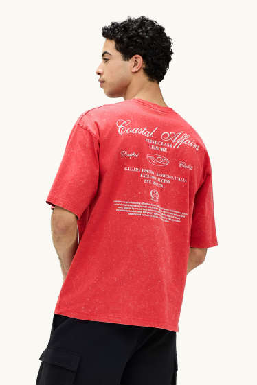 Hombre - Camiseta - extragrande - estampada - rojo