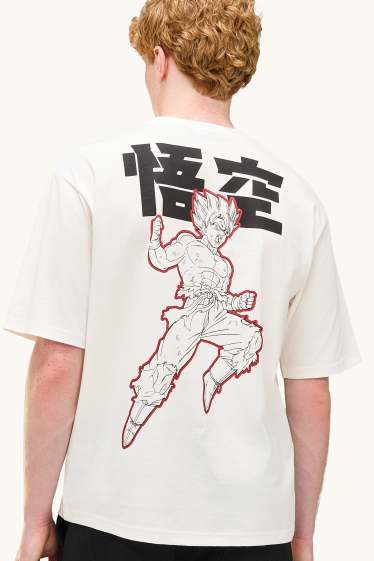 Herren - T-Shirt - Oversized - Son-Goku - weiss