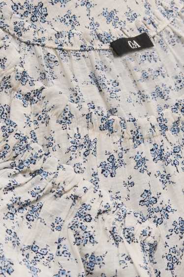 Dames - Blouse - gebloemd - beige