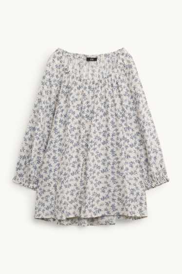 Dames - Blouse - gebloemd - beige