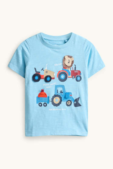 Enfants garçons - Lion et tracteurs - T-shirt - bleu