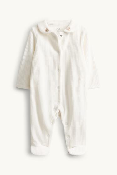 Baby Boys - Little bear - baby sleepsuit - ribbed - white