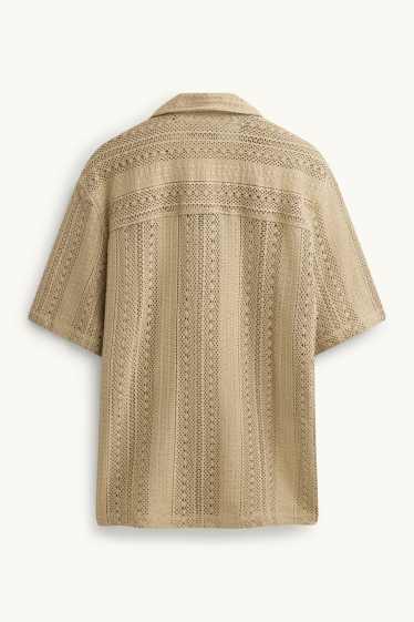 Herren - Strick-Hemd - Relaxed Fit - Reverskragen - gestreift - beige