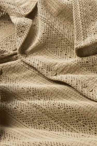 Herren - Strick-Hemd - Relaxed Fit - Reverskragen - gestreift - beige