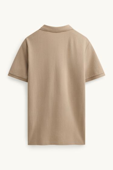 Heren - Poloshirt - regular fit - lichtbruin