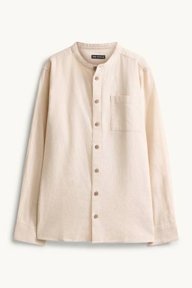 Kinder Buben - Hemd mit Leinen-Anteil - beige