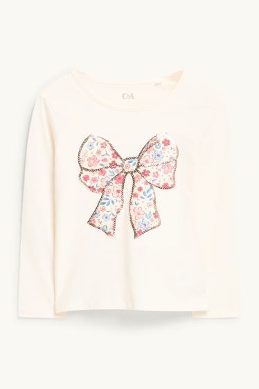 Enfants filles - Nœud - ensemble - gilet en maille et haut à manches longues - 2 pièces - bleu  / crème
