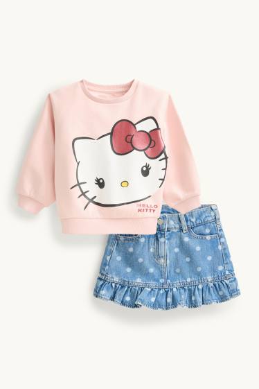 Copii - Fete - Hello Kitty - set - bluză de molton și fustă de blugi - 2 piese - roz