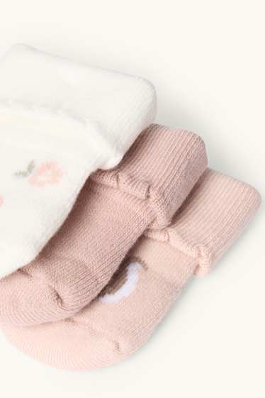 Baby: meisjes - Set van 3 paar - eekhoorn - newbornsokken met motief - wit