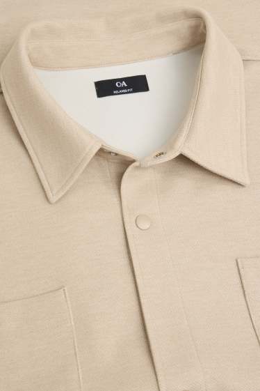 Men - Shirt - relaxed fit - kent collar - beige