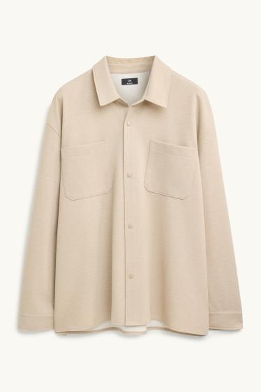 Men - Shirt - relaxed fit - kent collar - beige