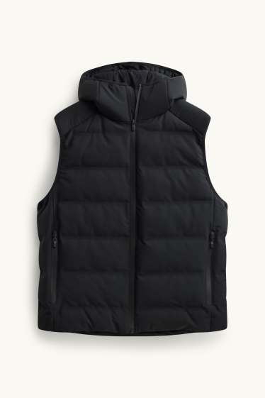 Uomo - Gilet tecnico trapuntato con cappuccio - idrorepellente - nero