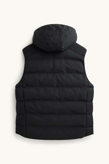 Uomo - Gilet tecnico trapuntato con cappuccio - idrorepellente - nero