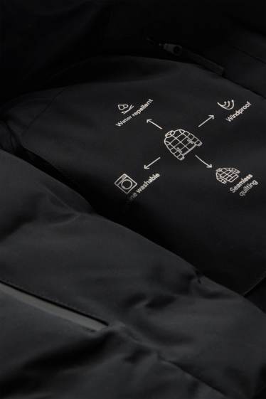 Uomo - Gilet tecnico trapuntato con cappuccio - idrorepellente - nero