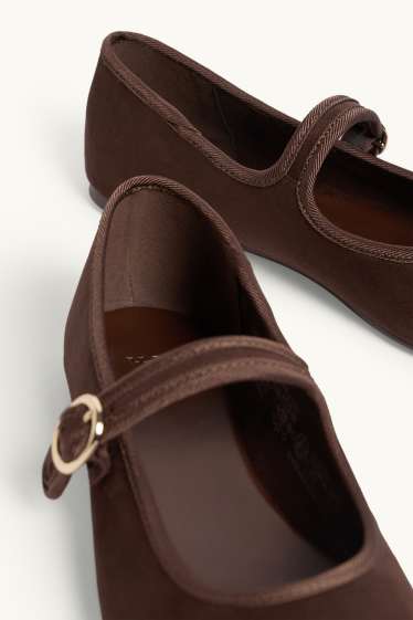 Women - Ballerinas - faux suede - brown