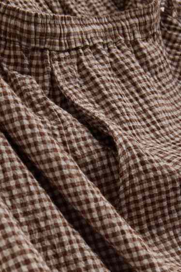 Women - Cloth trousers - mid-rise waist - wide leg - check - brown