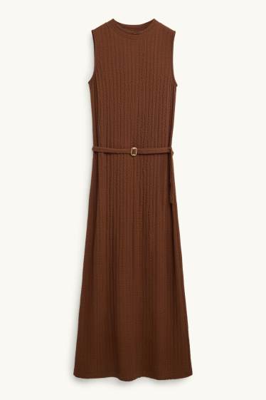 Femei - Rochie cu curea - straight fit - maro