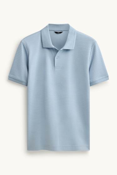 Herren - Poloshirt - Regular Fit - gerippt - blau