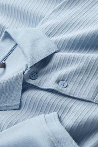 Herren - Poloshirt - Regular Fit - gerippt - blau
