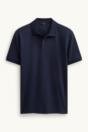Herren - Poloshirt - Regular Fit - gerippt - dunkelblau