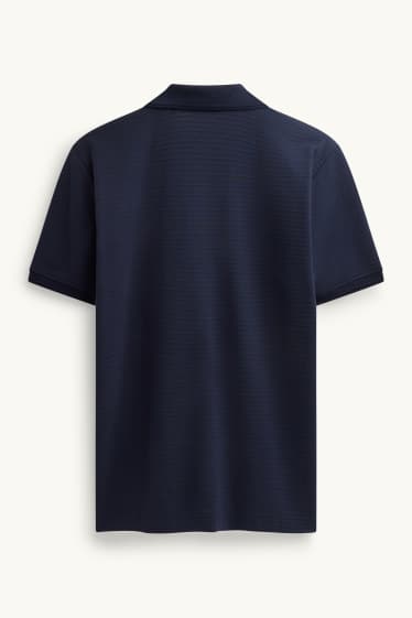 Herren - Poloshirt - Regular Fit - gerippt - dunkelblau