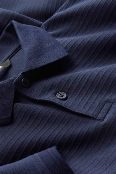 Herren - Poloshirt - Regular Fit - gerippt - dunkelblau