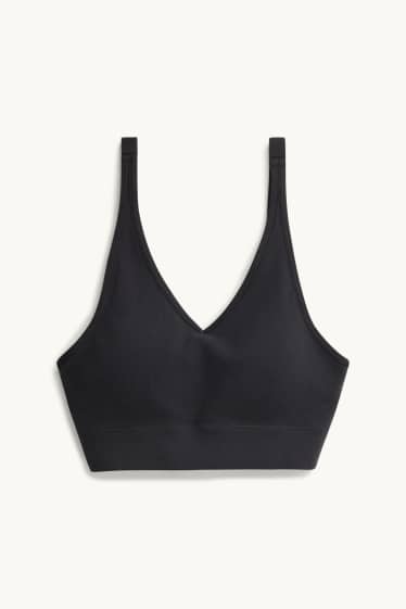 Dames - Sport-BH - voorgevormd - ribstof - seamless - zwart
