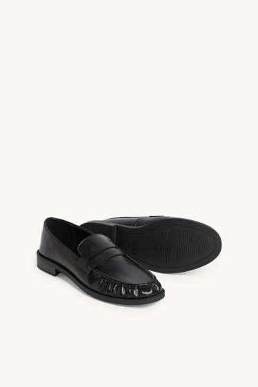 Women - Loafers - faux leather - black