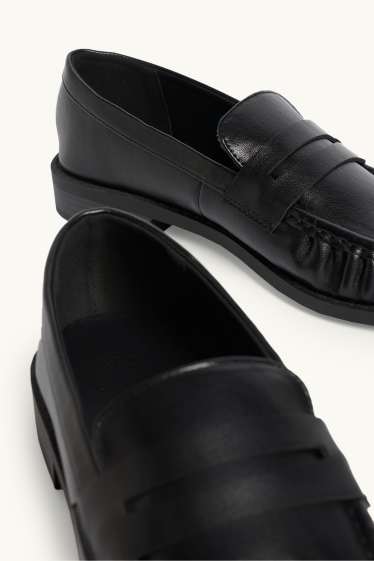Women - Loafers - faux leather - black