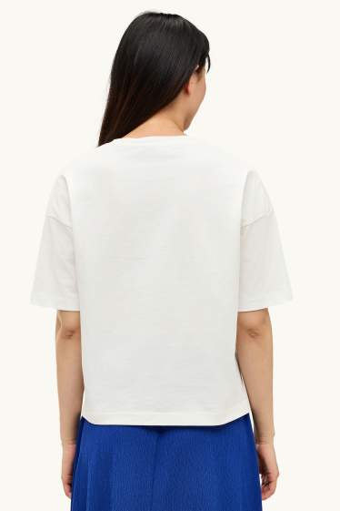 Damen - T-Shirt - Relaxed Fit - weiß