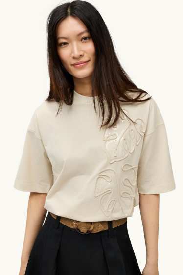 Damen - T-Shirt - Regular Fit - Glanz-Effekt - cremefarben