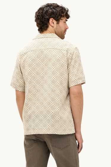 Herren - Hemd - Regular Fit - Reverskragen - gemustert - beige