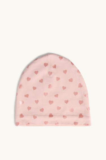 Kinder Mädchen - Herz - Mütze - Glanz-Effekt - rosa
