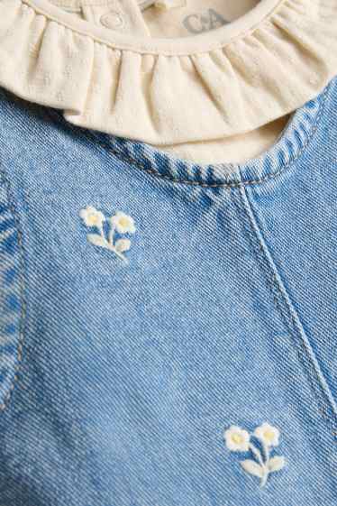 Miminka - dívky - Květiny - outfit pro miminka - 2dílný - džíny - modré