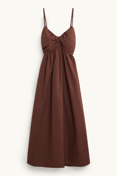 Dames - Fit & flare-jurk, met V-hals - bruin