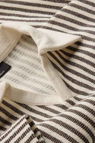 Herren - Strick-Poloshirt - Relaxed Fit - gestreift - braun