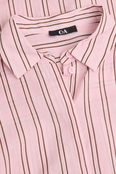 Dames - Overhemdblouse - gestreept - roze