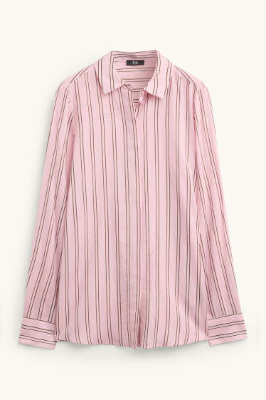 Dames - Overhemdblouse - gestreept - roze