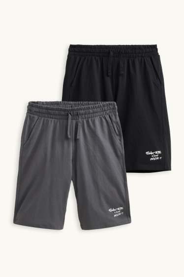 Niños - Pack de 2 - pantalones cortos deportivos - negro / gris