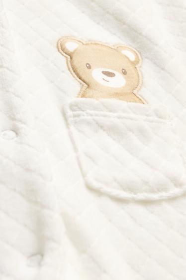 Unisex - Bärchen - Baby-Schlafanzug - strukturiert - weiß