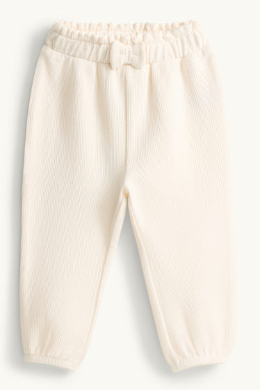 Neonate - Pantaloni sportivi per neonati - a coste - crema