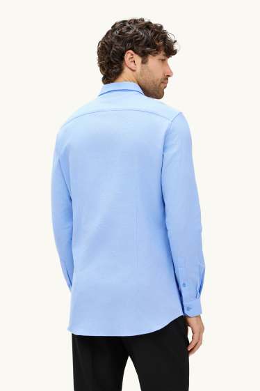 Heren - Business-overhemd - slim fit - Kent - gemakkelijk te strijken - met structuur - lichtblauw