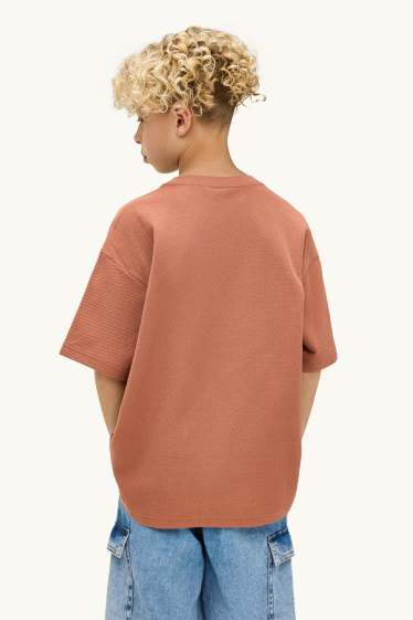 Bambini - T-shirt - tessuto tramato - marrone