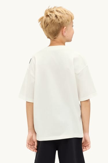 Children Boys - Flames - short sleeve T-shirt - white