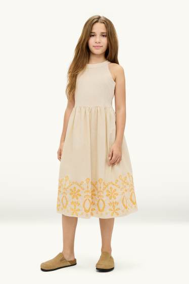 Kinder Mädchen - Kleid - orange