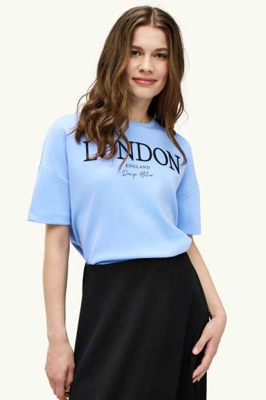Damen - T-Shirt - Relaxed Fit - blau