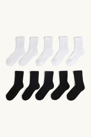 Enfants garçons - Lot de 10 paires - chaussettes - blanc / noir