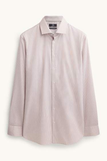 Herren - Businesshemd - Regular Fit - Kent - gestreift - beige