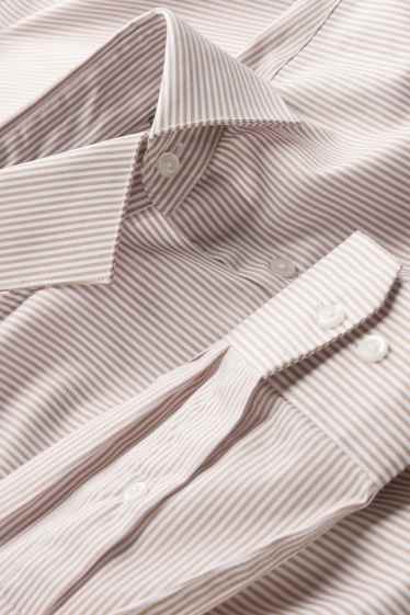 Herren - Businesshemd - Regular Fit - Kent - gestreift - beige