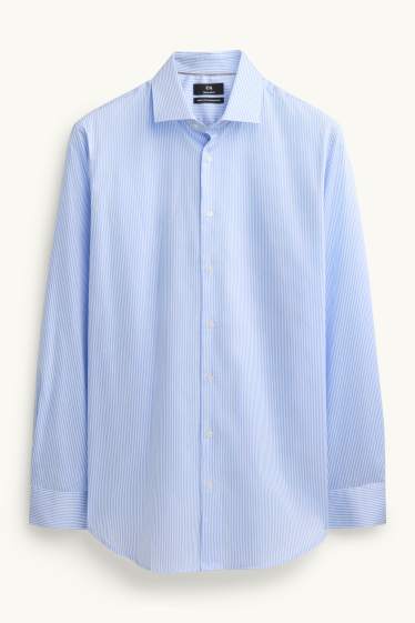 Herren - Businesshemd - Regular Fit - Kent - gestreift - blau / weiß